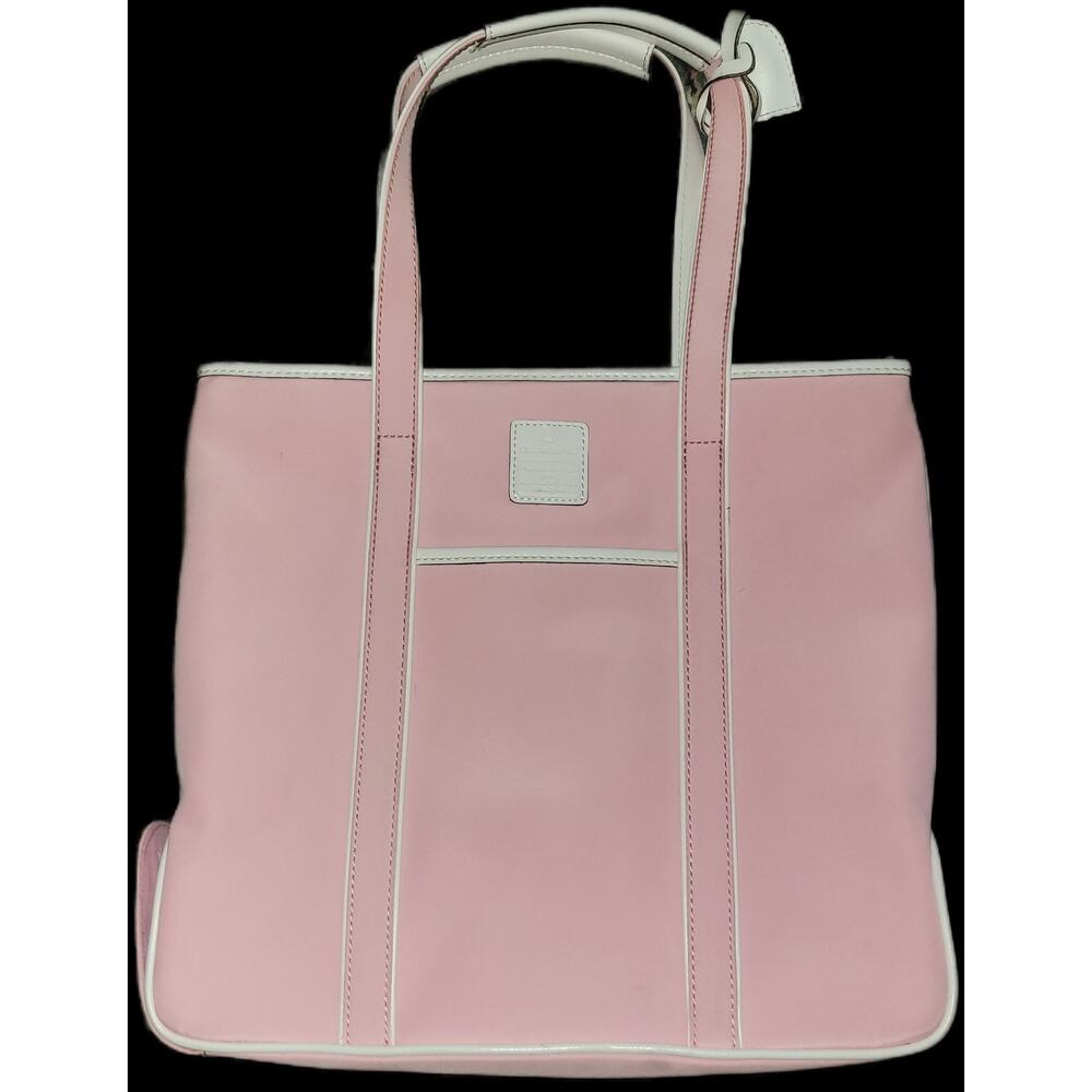 Liz Claiborne Pink & White Purse Tote With Umbrella Slot Flash light Charm Pouch